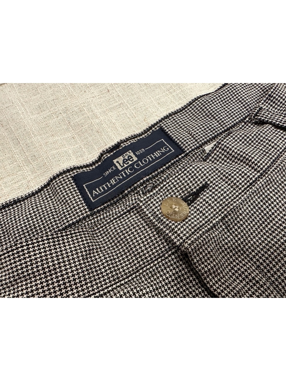 Vintage Lee Authentic Clothing Men's 36x32 Cuffed Chinos Pants Houndstooth